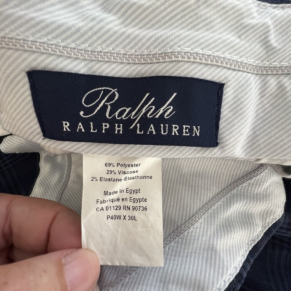 Ralph Ralph Lauren Mens Dress Pants Pleated Blue Glen Plaid Check 40x30